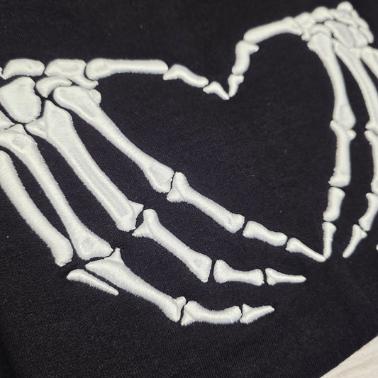 3D Puff Skeleton Hands Embroidered Sweatshirt