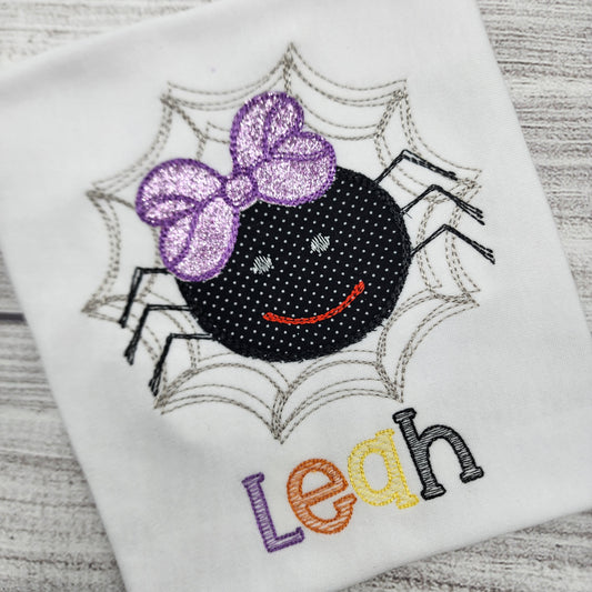 Spider with Bow Halloween Shirt for Girls