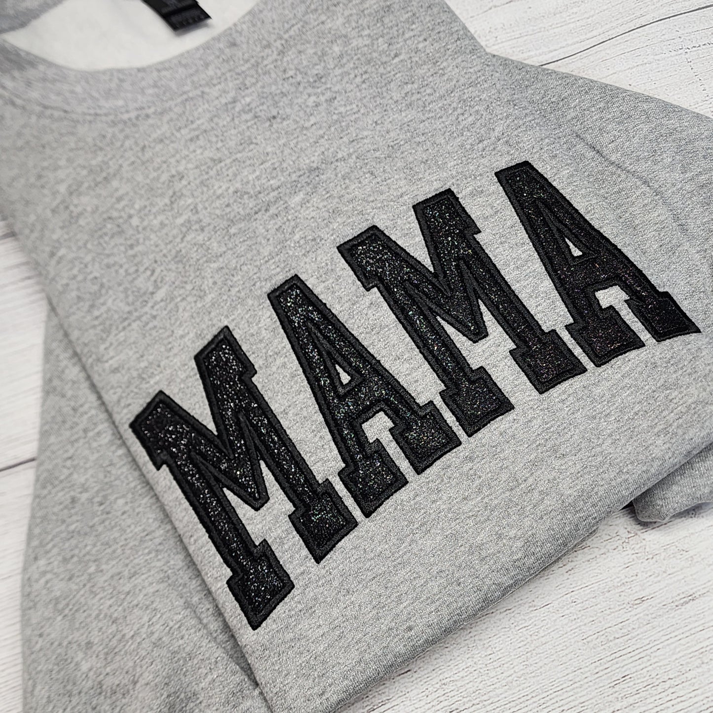 MAMA Glitter Applique Embroidered Sweatshirt, Mothers Day Gift