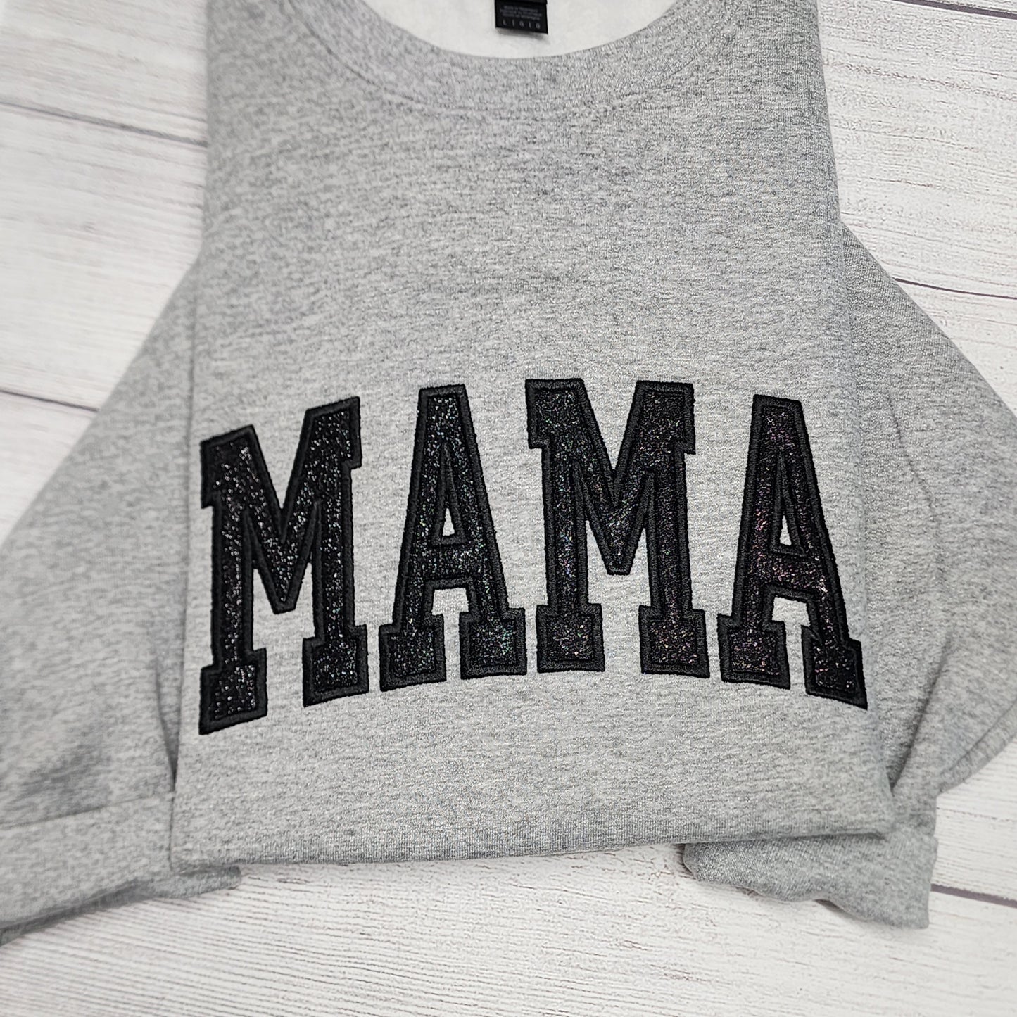 MAMA Glitter Applique Embroidered Sweatshirt, Mothers Day Gift