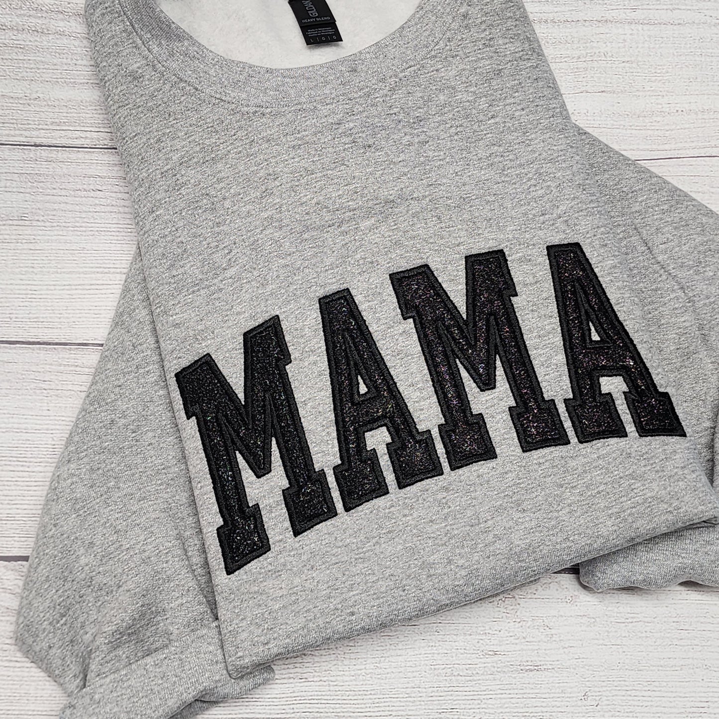 MAMA Glitter Applique Embroidered Sweatshirt, Mothers Day Gift