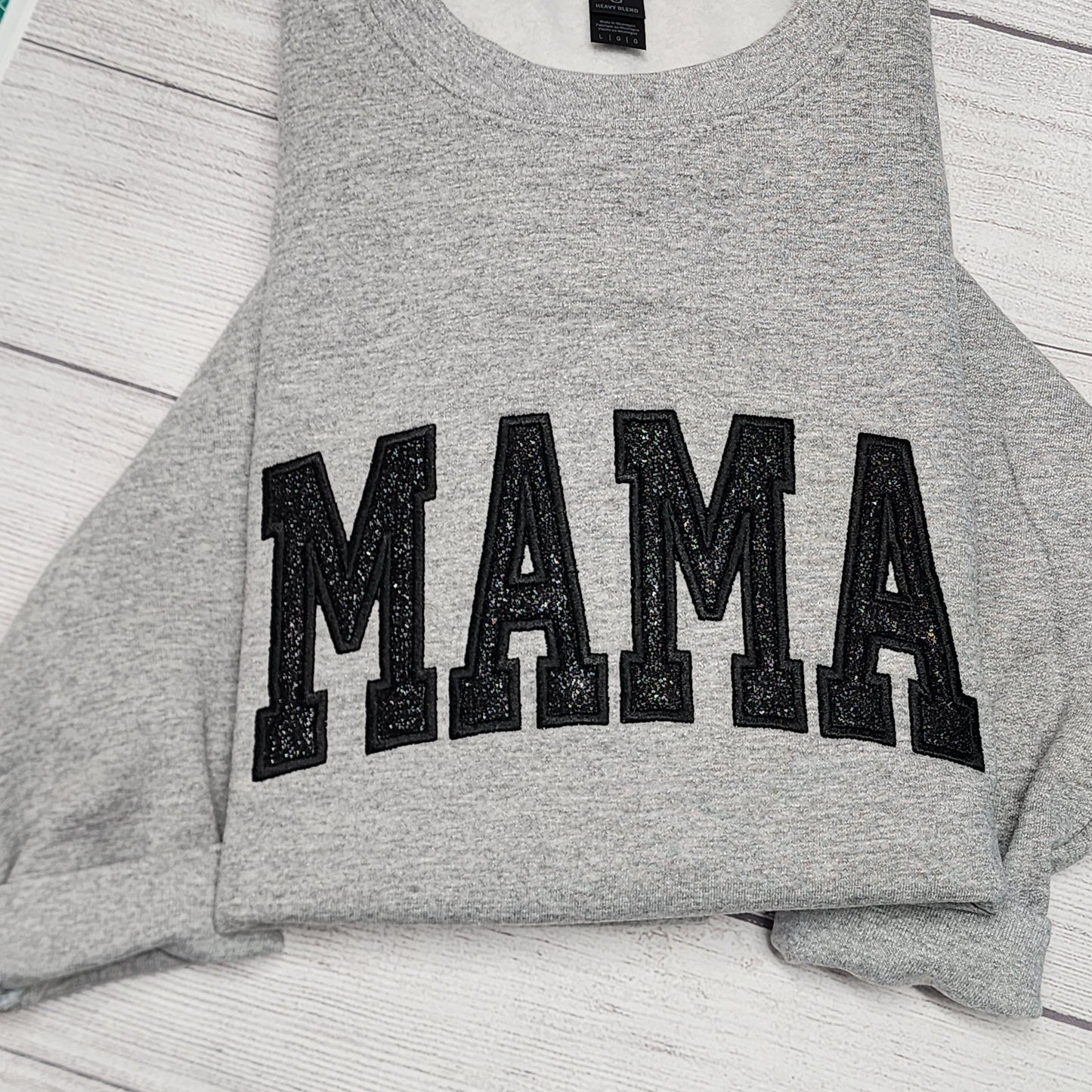 MAMA Glitter Applique Embroidered Sweatshirt, Mothers Day Gift