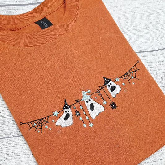 Ghost Halloween Embroidered T-Shirt