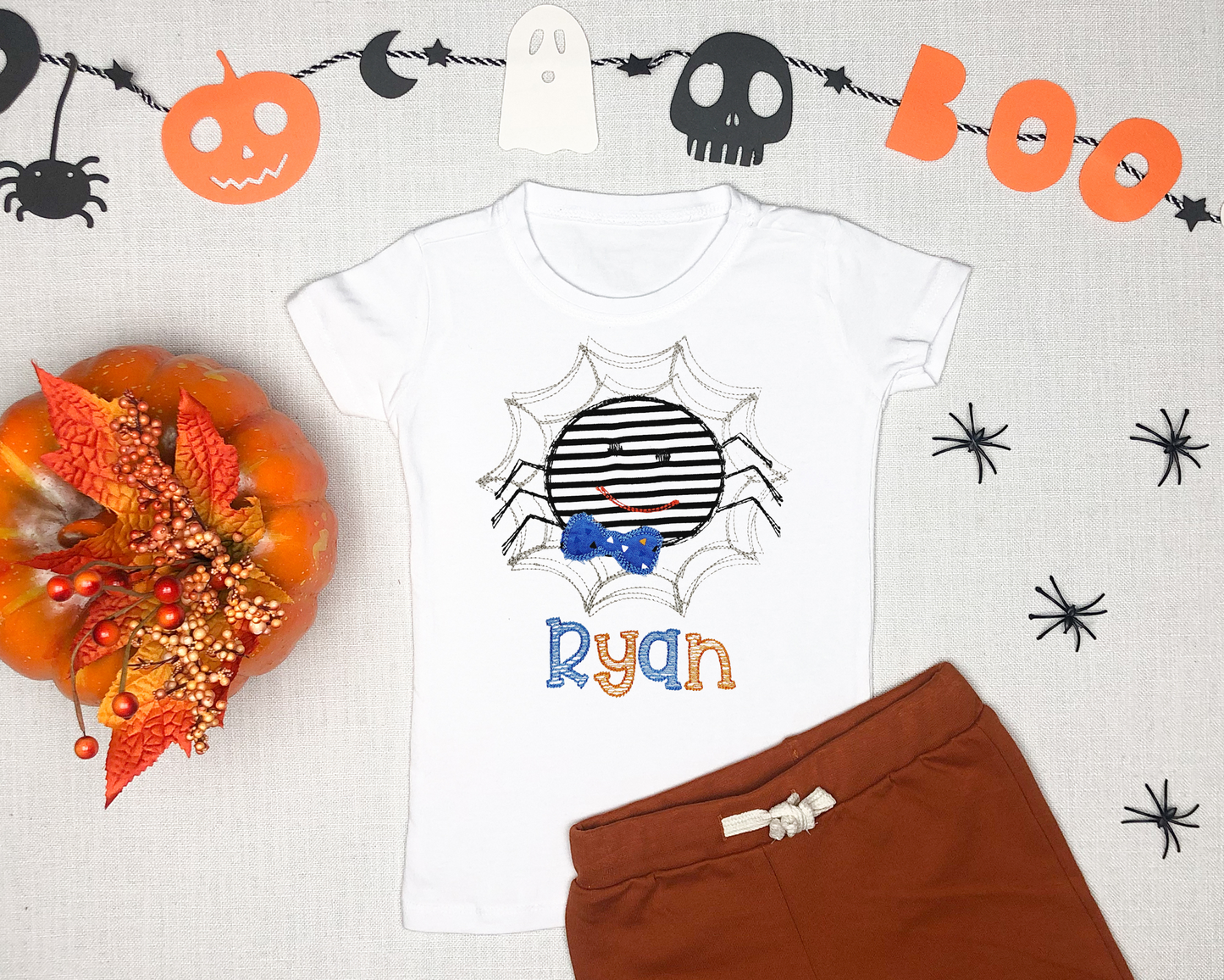 Spider with Bowtie Halloween Shirt for Boys