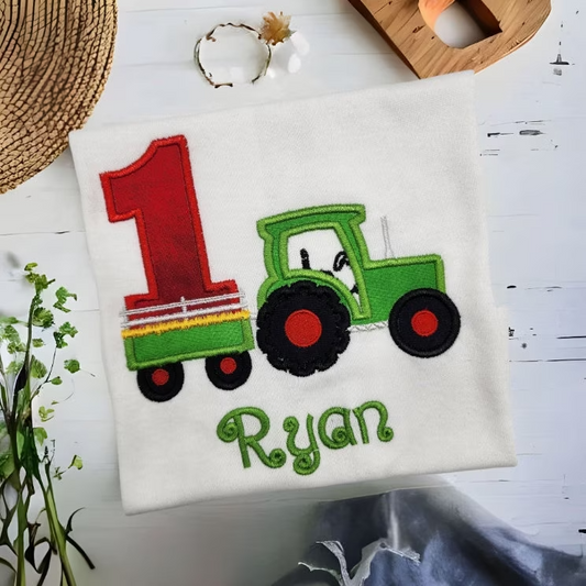 Tractor - Farmer Birthday Shirt Personalized