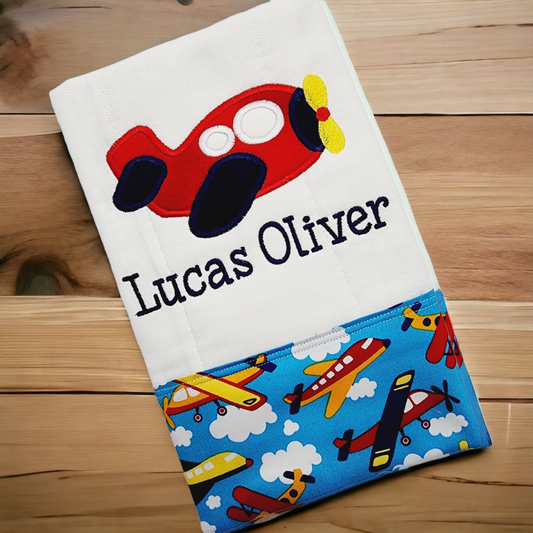 Airplane Burp Cloth Personalized