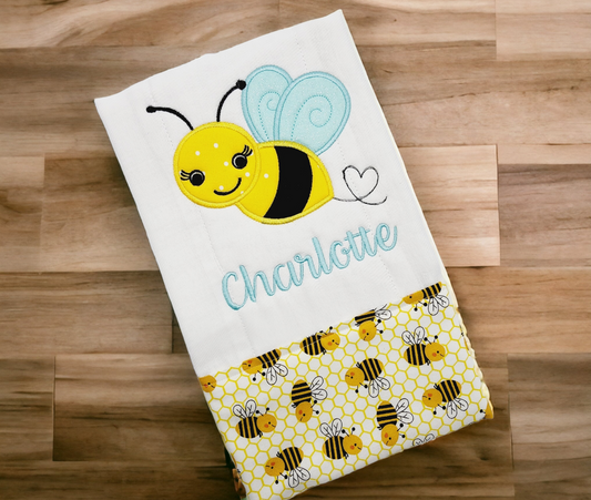 Bumble Bee Burp Cloth Personalized