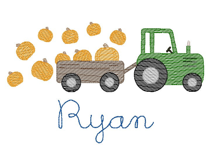 Tractor with Pumpkins Personalized Shirt for Boys