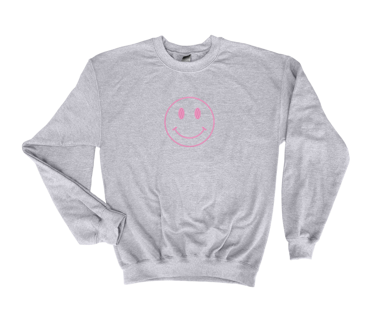 SMILEY FACE Embroidered Sweatshirt, Crewneck Sweatshirt