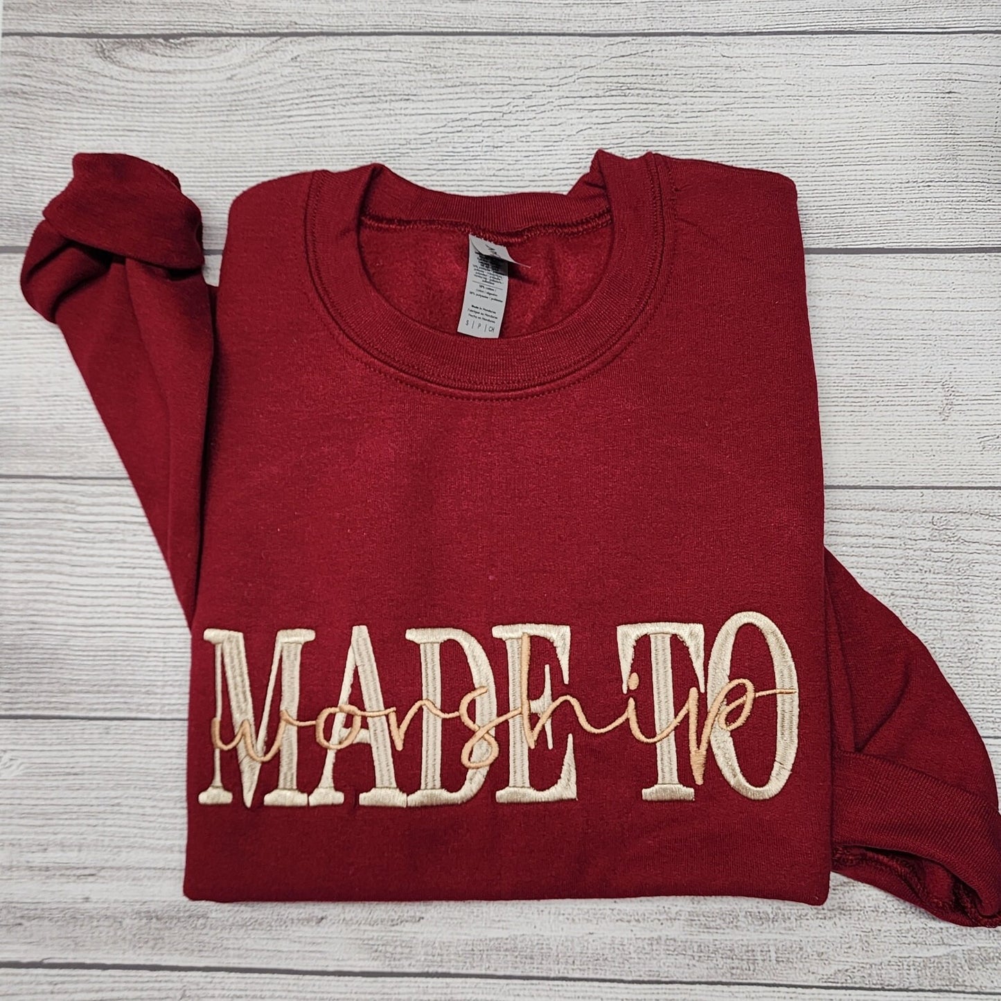 Made to Worship Embroidered Sweatshirt, T-Shirt, Christian Sweatshirt