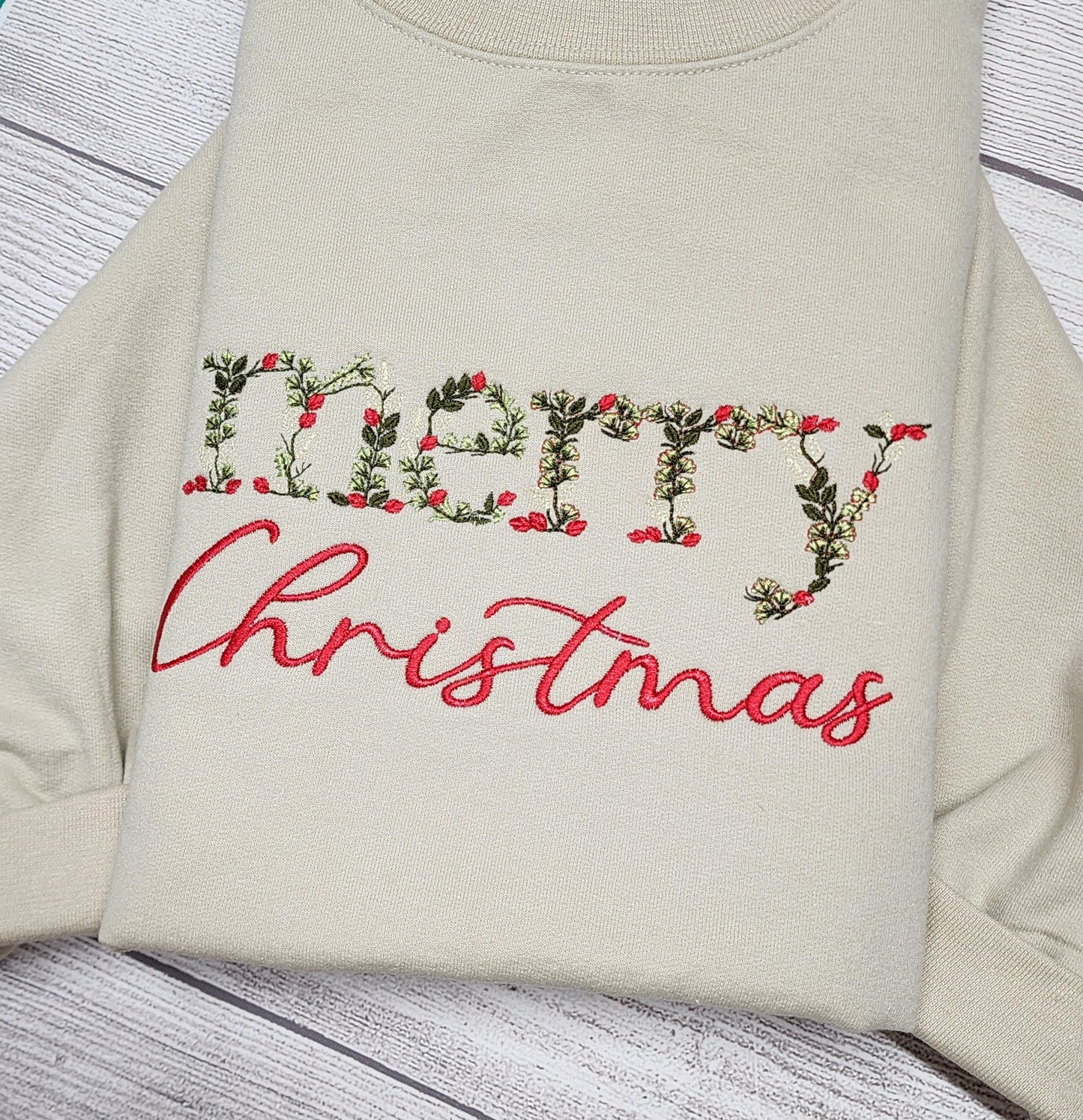 Merry Christmas Embroidered Sweatshirt. Christmas Sweatshirt