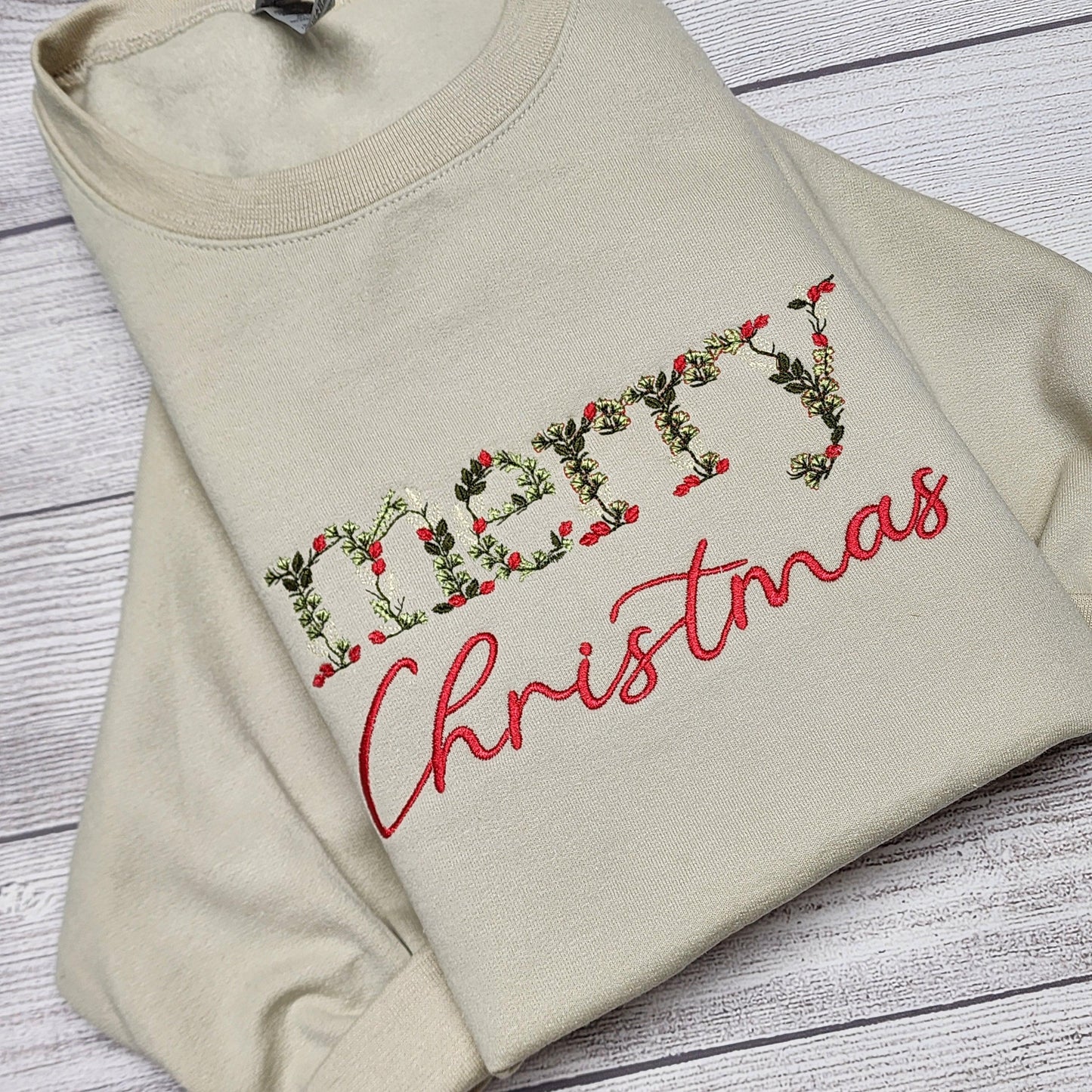 Merry Christmas Embroidered Sweatshirt. Christmas Sweatshirt
