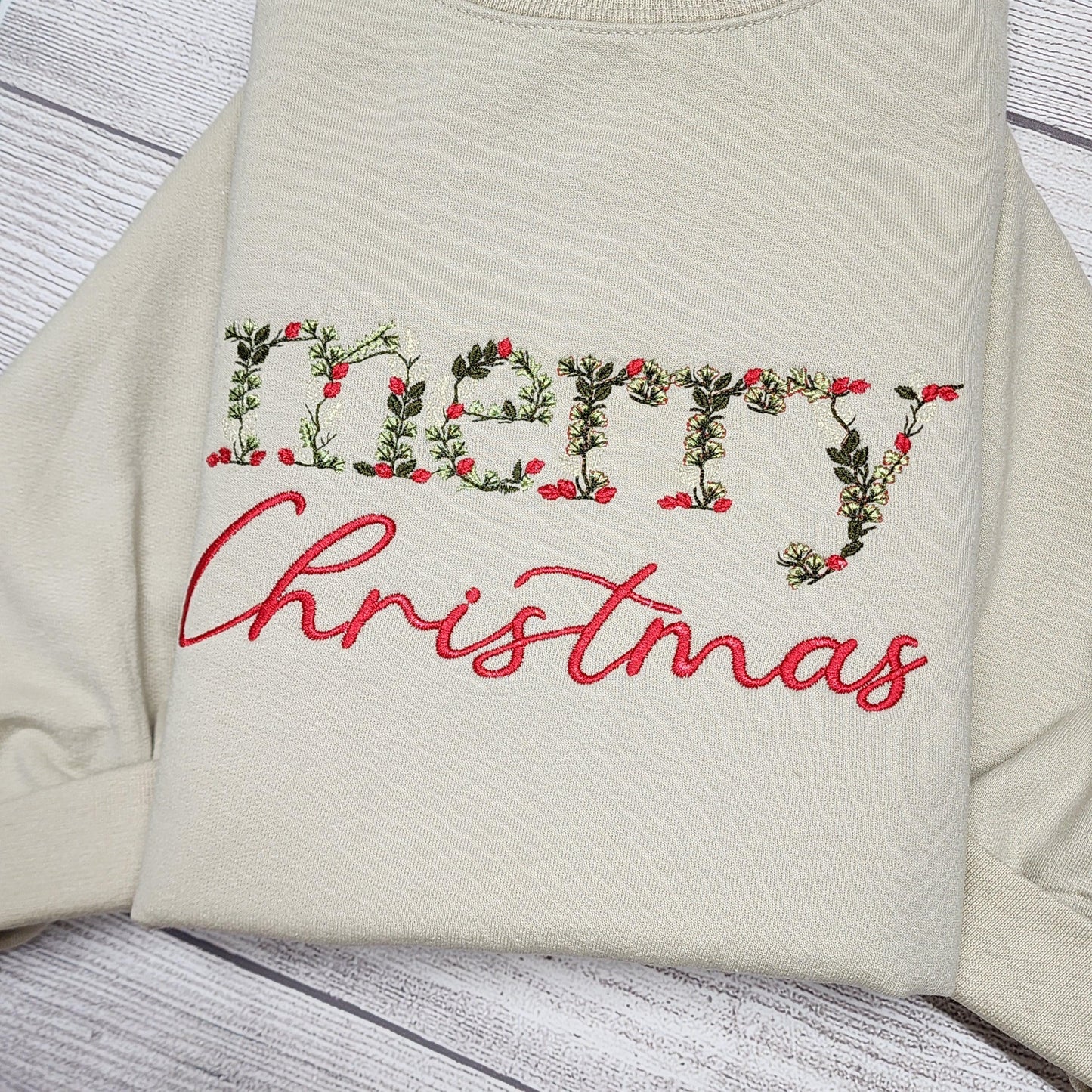 Merry Christmas Embroidered Sweatshirt. Christmas Sweatshirt