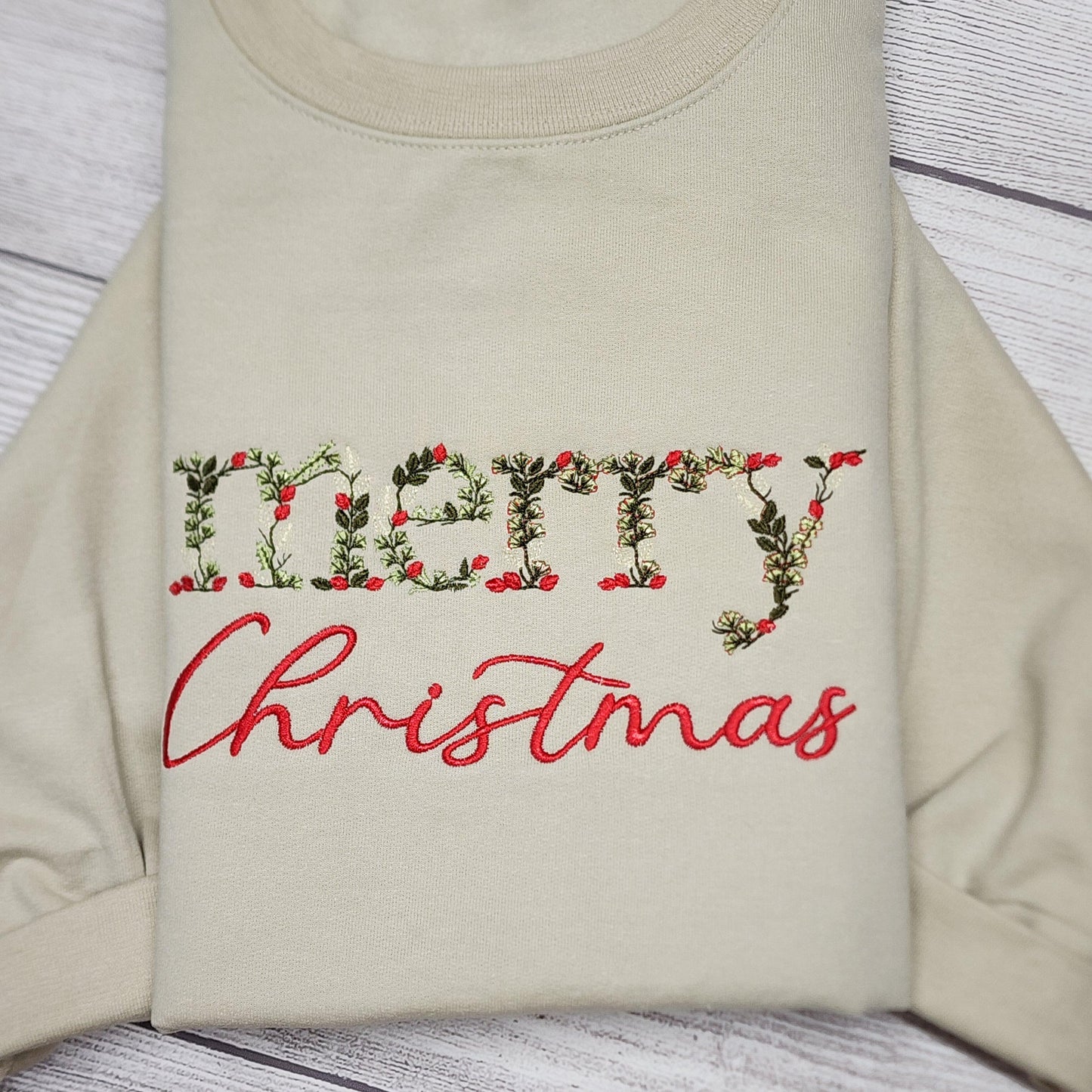 Merry Christmas Embroidered Sweatshirt. Christmas Sweatshirt