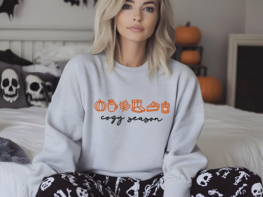 Cozy Season Fall Favorites Embroidered Sweatshirt