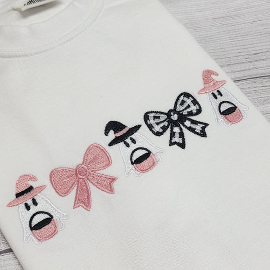 Coquette Ghost Witch Halloween Embroidered Sweatshirt or Shirt