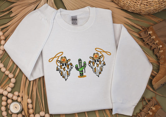 Westen Ghosts Halloween Embroidered Sweatshirt