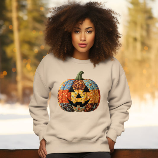 Preppy Floral Pumpkin Patchwork Graphic Sweatshirt