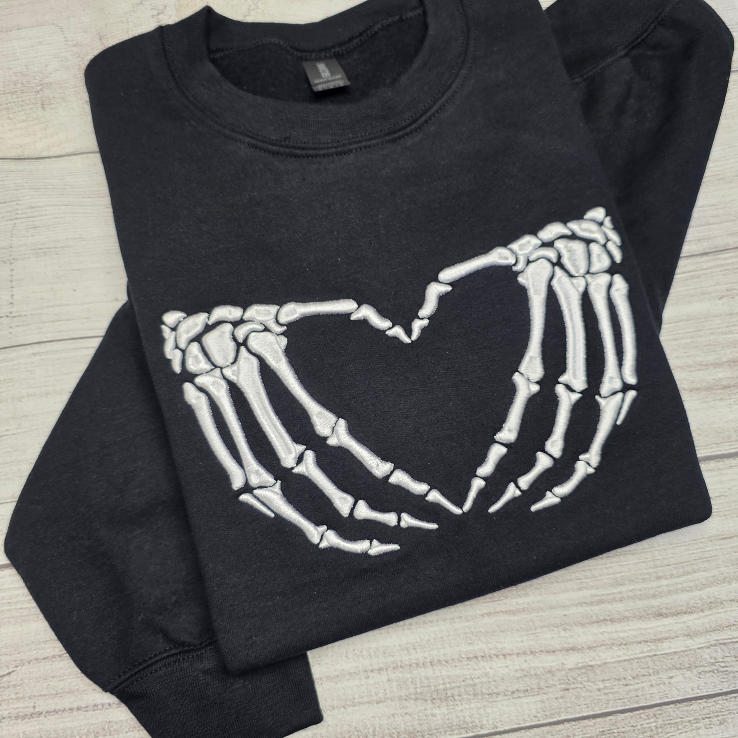 3D Puff Skeleton Hands Embroidered Sweatshirt