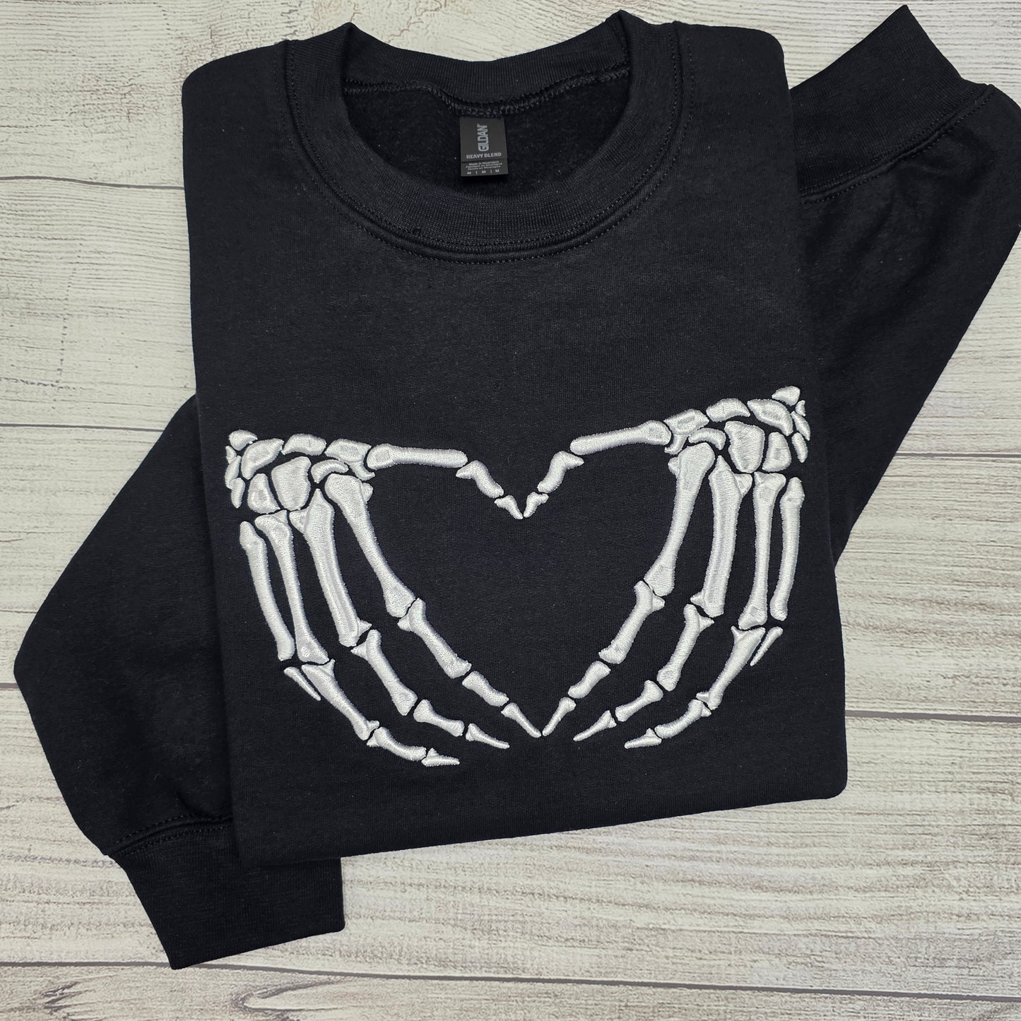 3D Puff Skeleton Hands Embroidered Sweatshirt
