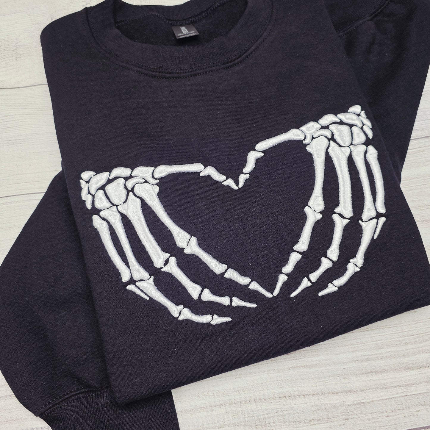 3D Puff Skeleton Hands Embroidered Sweatshirt