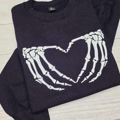3D Puff Skeleton Hands Embroidered Sweatshirt