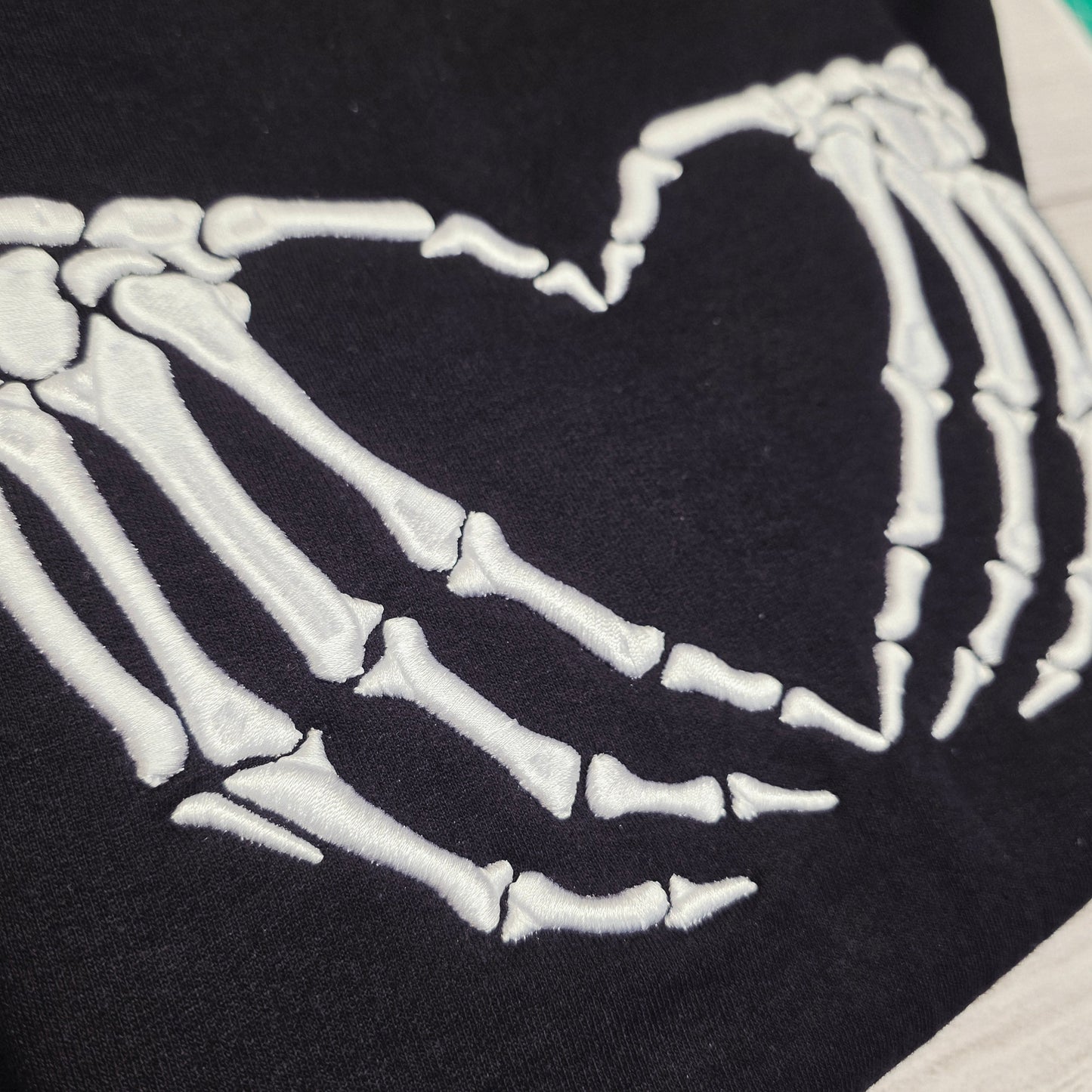 3D Puff Skeleton Hands Embroidered Sweatshirt