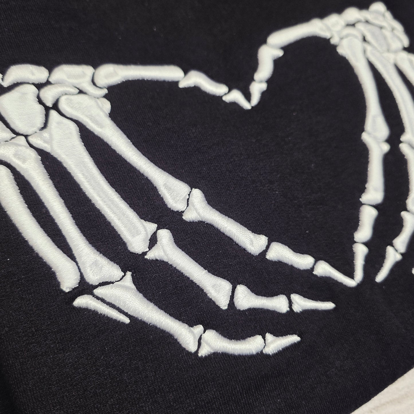 3D Puff Skeleton Hands Embroidered Sweatshirt