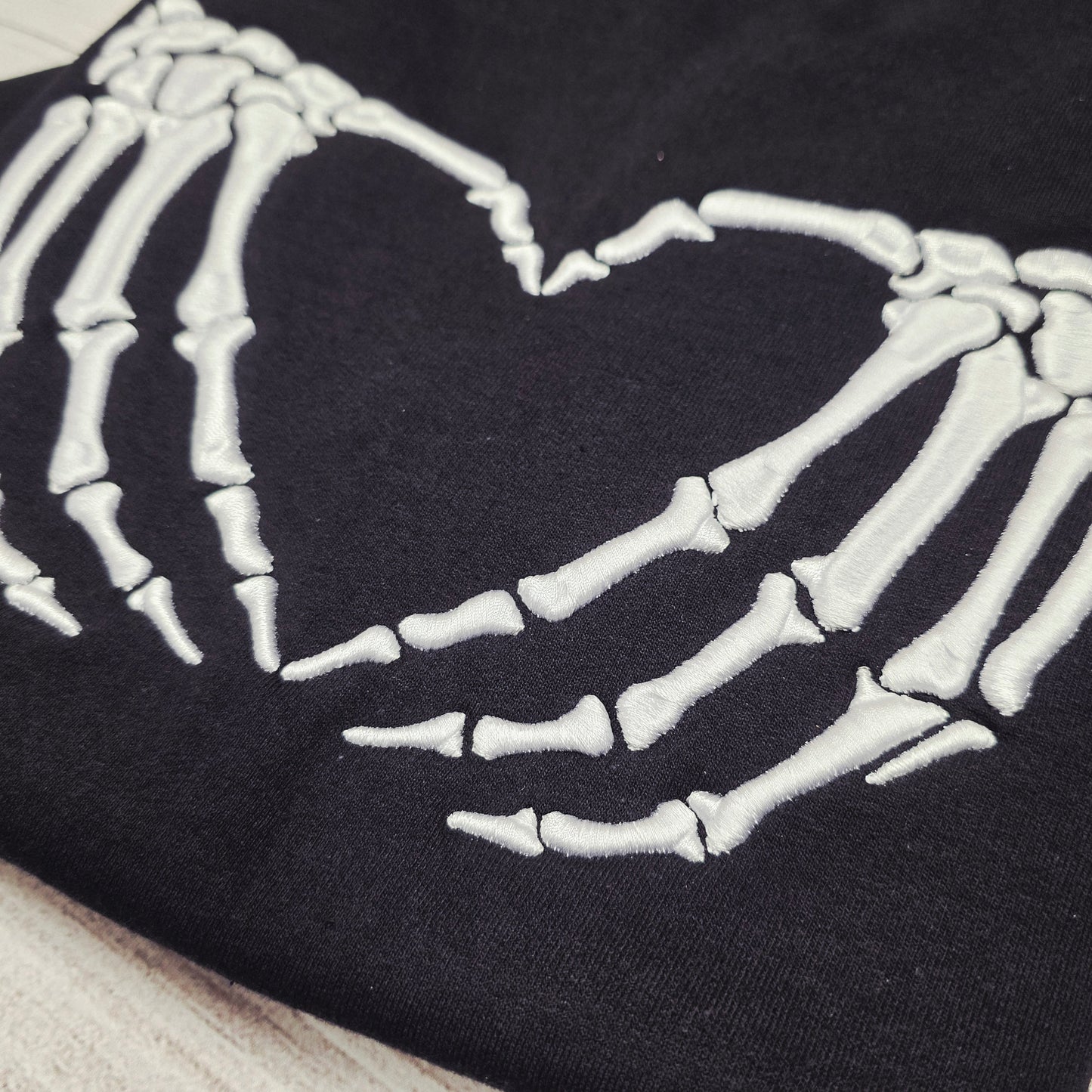 3D Puff Skeleton Hands Embroidered Sweatshirt