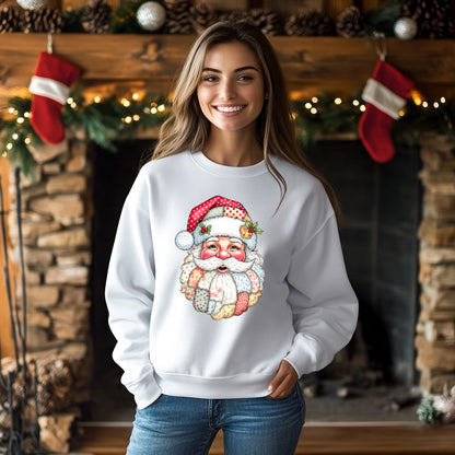Retro Santa Claus Patch Christmas Sweatshirt