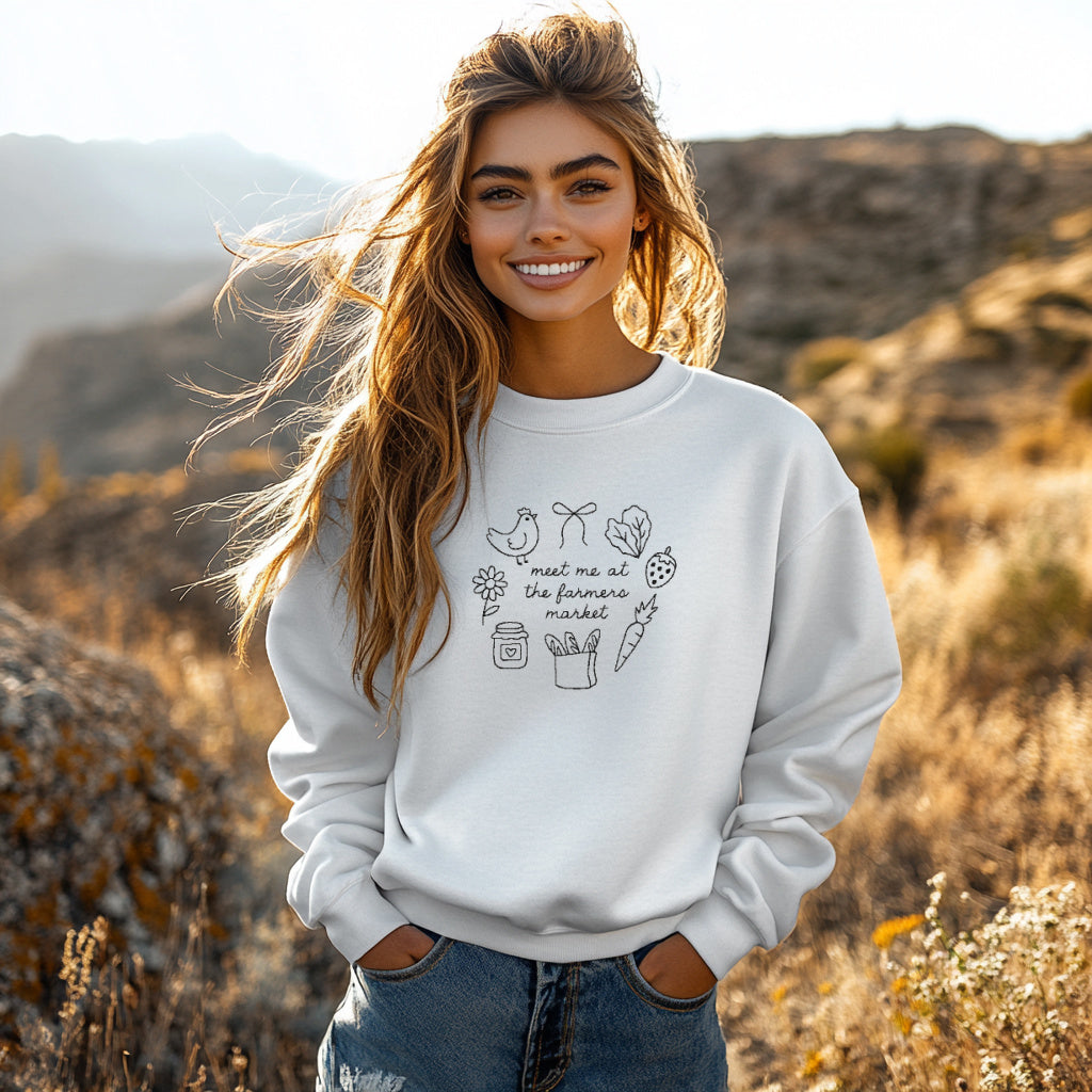 Meet Me at the Farmers Market Embroidered Sweatshirt