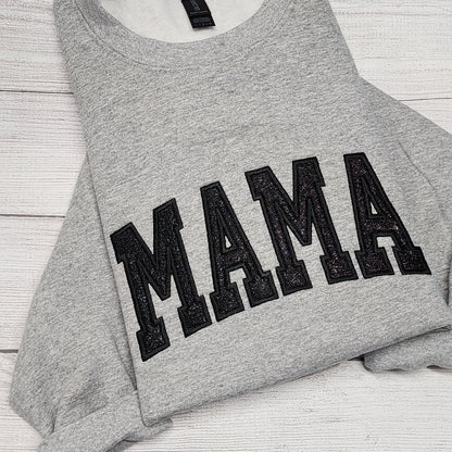 MAMA Glitter Applique Embroidered Sweatshirt, Mothers Day Gift