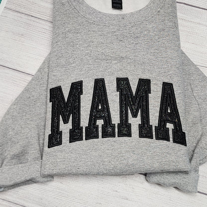 MAMA Glitter Applique Embroidered Sweatshirt, Mothers Day Gift