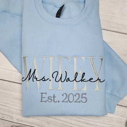 Personalized WIFEY Sweatshirt, New Bride Gift
