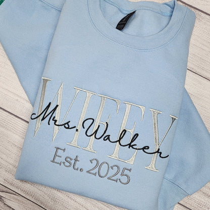 Personalized WIFEY Sweatshirt, New Bride Gift