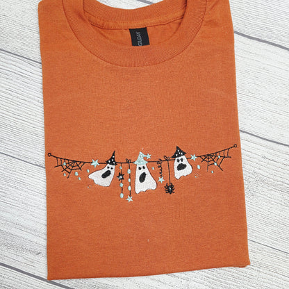 Ghost Halloween Embroidered T-Shirt
