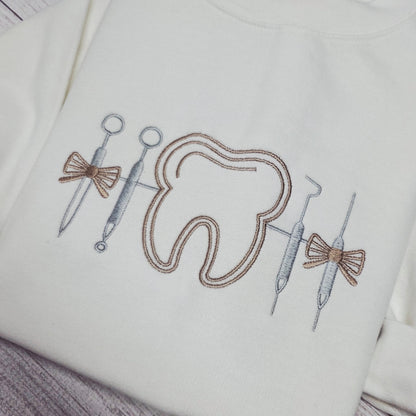 Dentist Embroidered Sweatshirt, Dental Icons Sweatshirt
