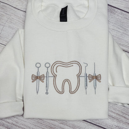 Dentist Embroidered Sweatshirt, Dental Icons Sweatshirt