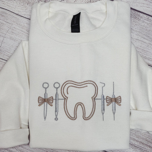 Dentist Embroidered Sweatshirt, Dental Icons Sweatshirt
