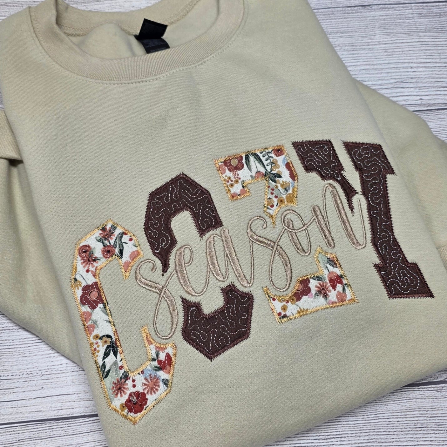 COZY Season Quilted Embroidered Sweatshirt, Fall Sweatshirt