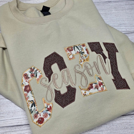COZY Season Quilted Embroidered Sweatshirt, Fall Sweatshirt