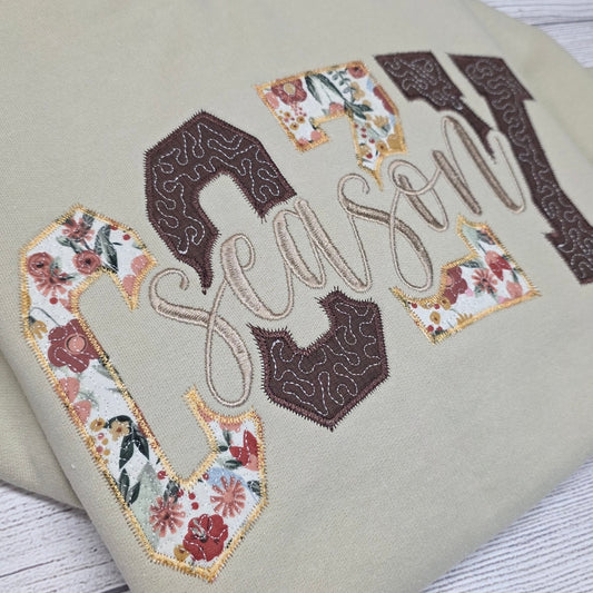 COZY Season Quilted Embroidered Sweatshirt, Fall Sweatshirt
