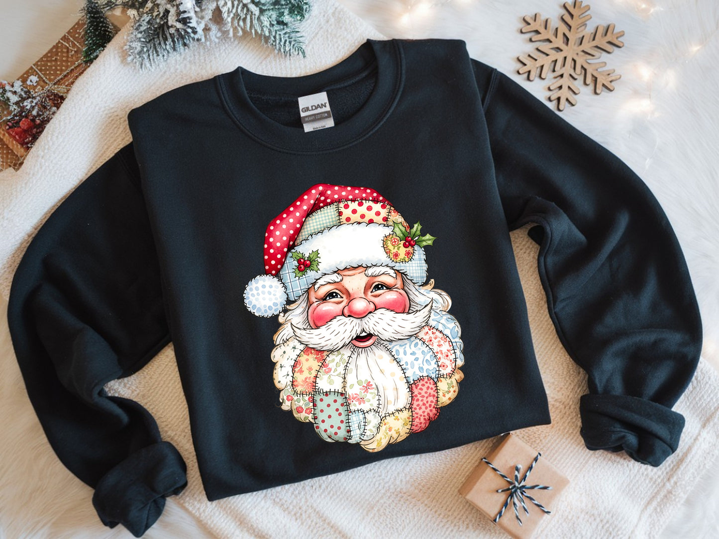 Retro Santa Claus Patch Christmas Sweatshirt