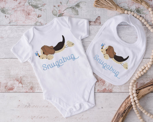 Beagle Onesie and Bib Set Personalized