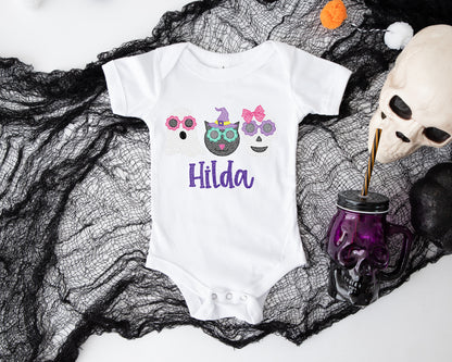 Spooky Groovy Personalized Halloween Shirt for Girls