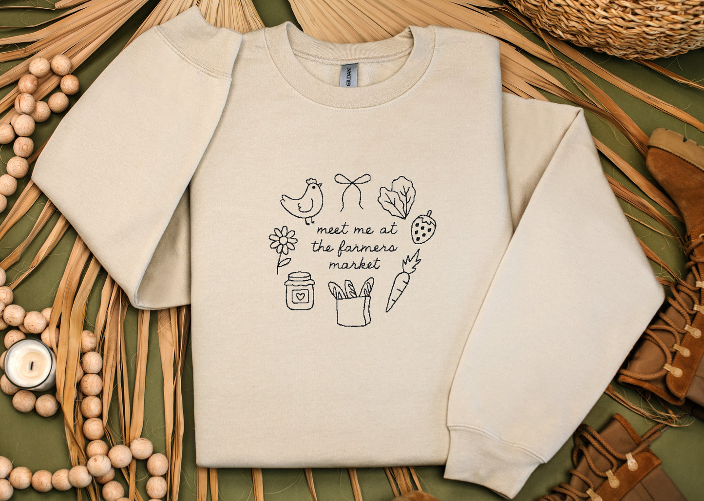 Meet Me at the Farmers Market Embroidered Sweatshirt