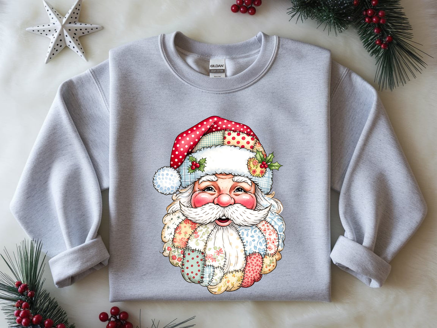 Retro Santa Claus Patch Christmas Sweatshirt