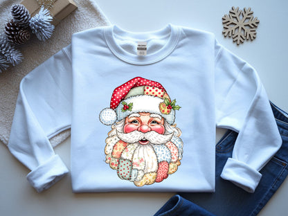 Retro Santa Claus Patch Christmas Sweatshirt