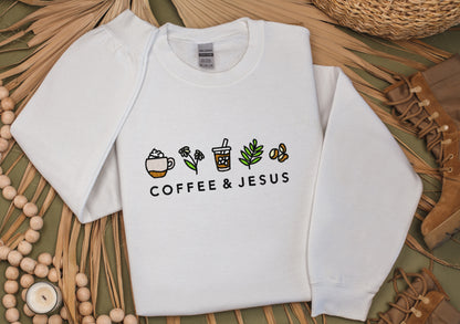 Coffee and Jesus Embroidered Sweatshirt