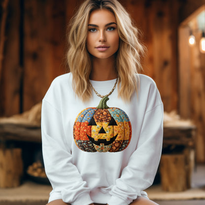 Preppy Floral Pumpkin Patchwork Graphic Sweatshirt